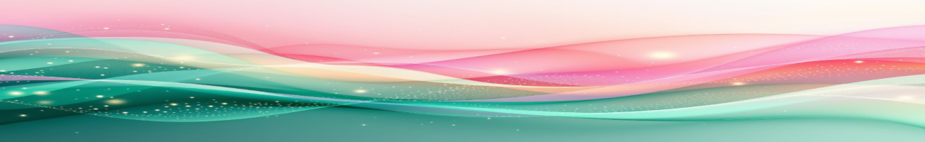 A wide, thin website banner featuring soft, diagonal layers of color flowing from left to right. The colors transition smoothly from soft pink at the top, through warm rose tones in the middle, to a serene turquoise green at the bottom. The design creates a gentle, harmonious effect suitable for a heart-centered website header.